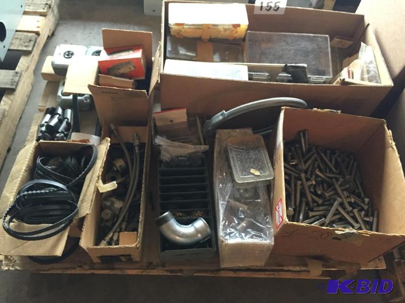 lot 155 image: Pallet lot of misc. parts, belts, hardware, a...