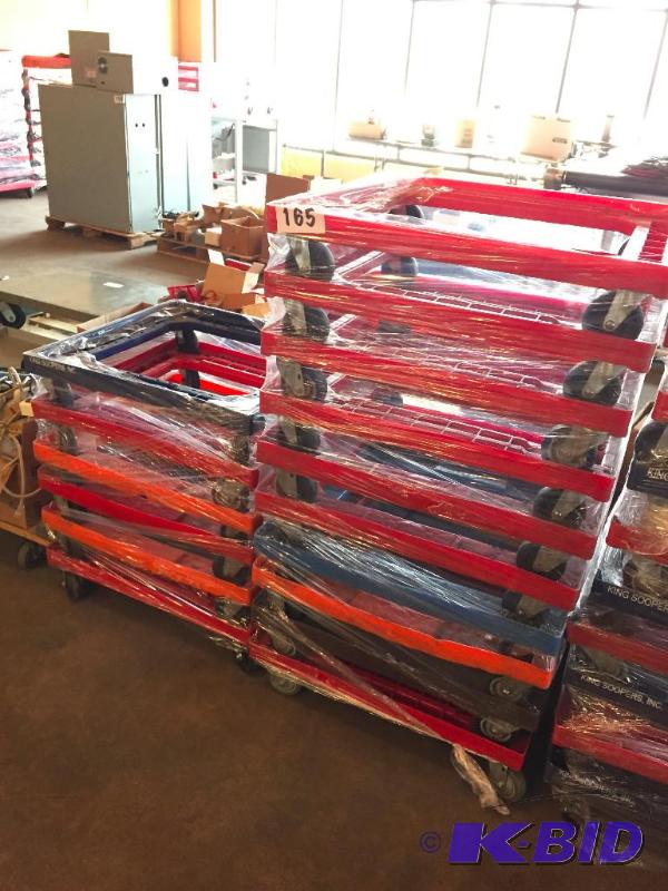 lot 165 image: 2 stacks of rolling plastic carts. 16 total....