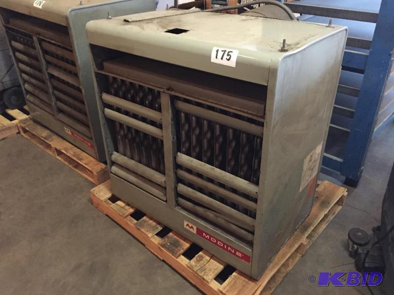 lot 175 image: Modine large hanging natural gas heater....