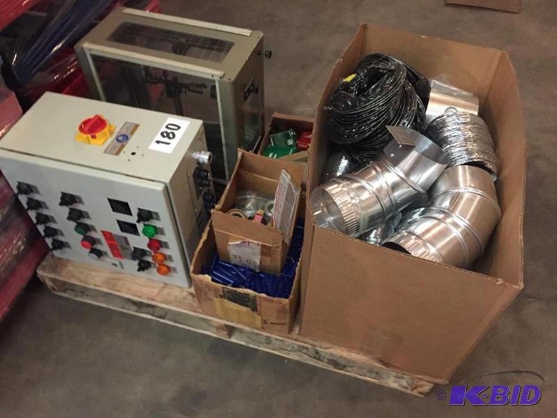 lot 180 image: Small pallet lot of misc. duct parts, bearing...