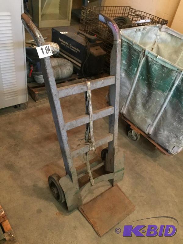 lot 184 image: Antique wooden warehouse dolly....