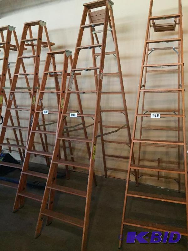 lot 199 image: Bauer 10 wooden ladder....