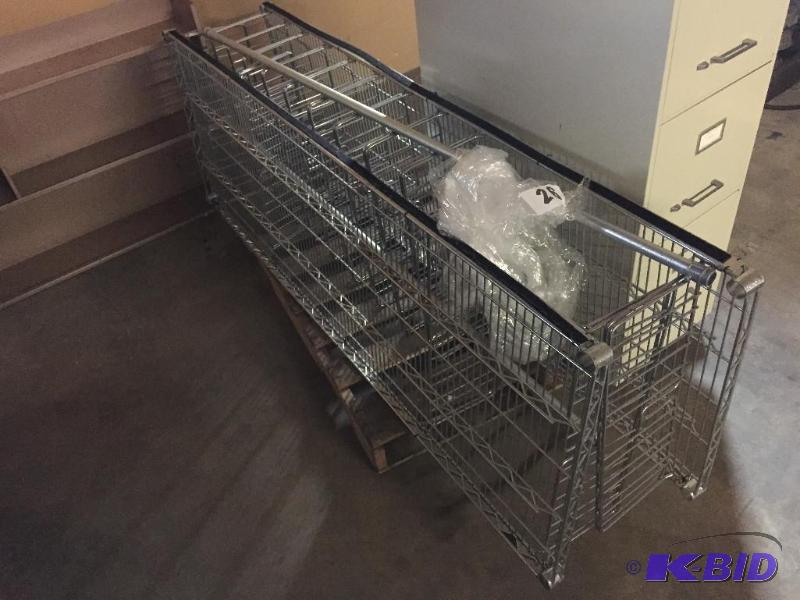 lot 26 image: Metro style shelving with coat hanging attach...