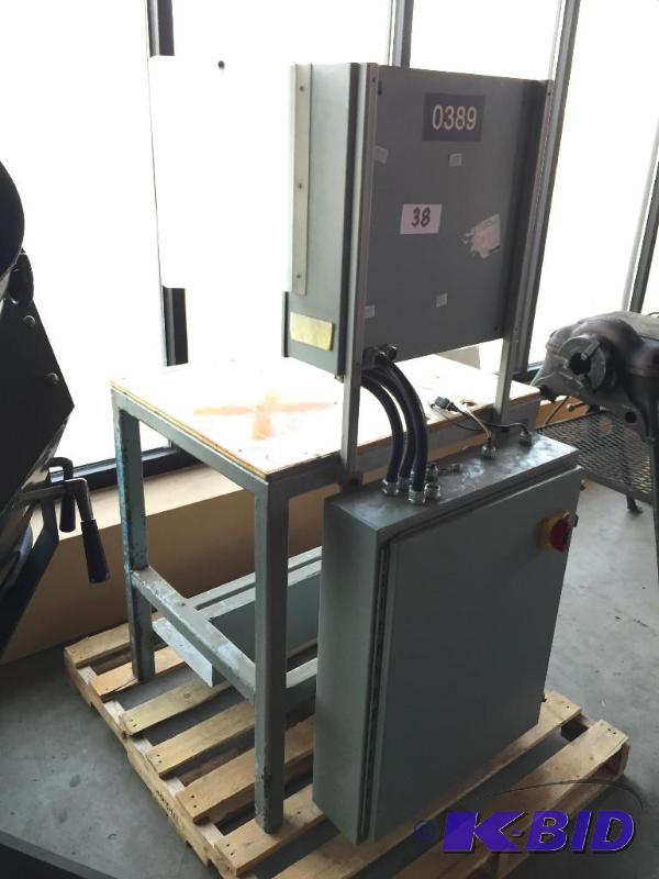 lot 38 image: Work  shop table with electrical cabinet bac...