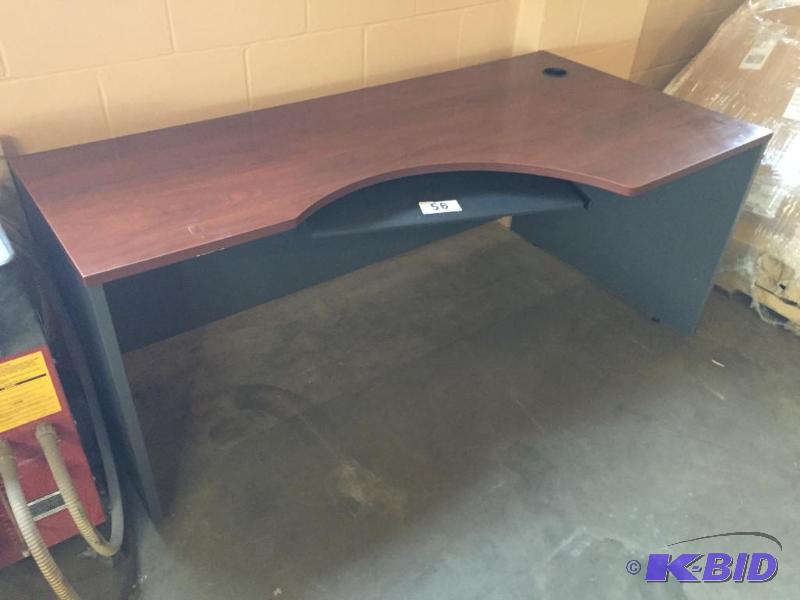 lot 56 image: Corner desk with keyboard tray....