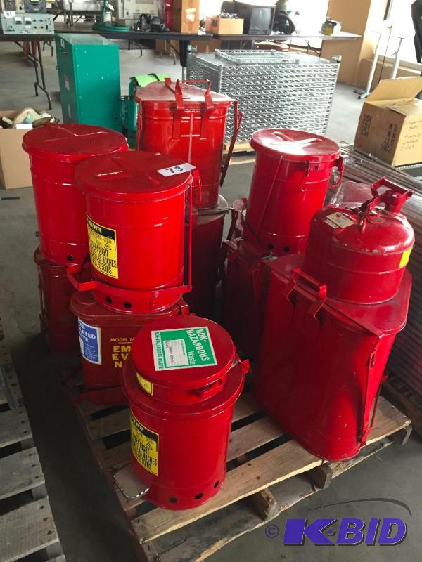 lot 73 image: Pallet lot of misc. safety disposal cans....