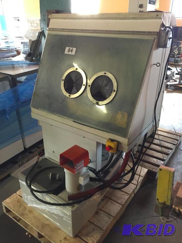 lot 84 image: Dust  blast cabinet with belt sander install...