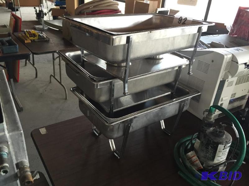 lot 92 image: 3 buffet serving trays with stands....