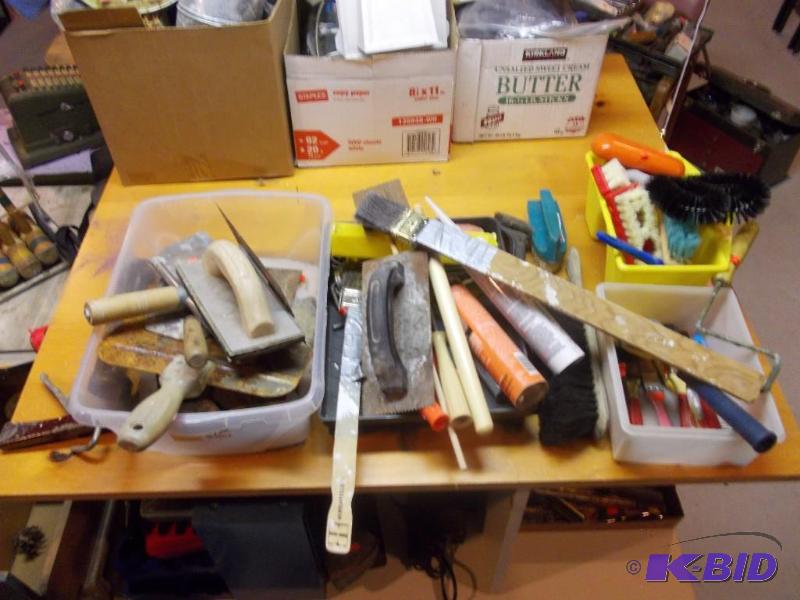 Large Lot Of Painting Supplies, Scrub Brushes...