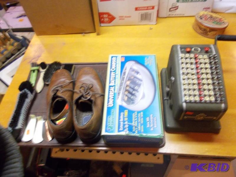 Old Adding Machine, Shoe Shine Related, Batte...