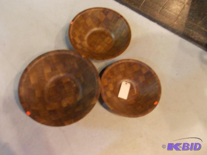 3-Piece Vintage Bowl Set Original Weave Wood...
