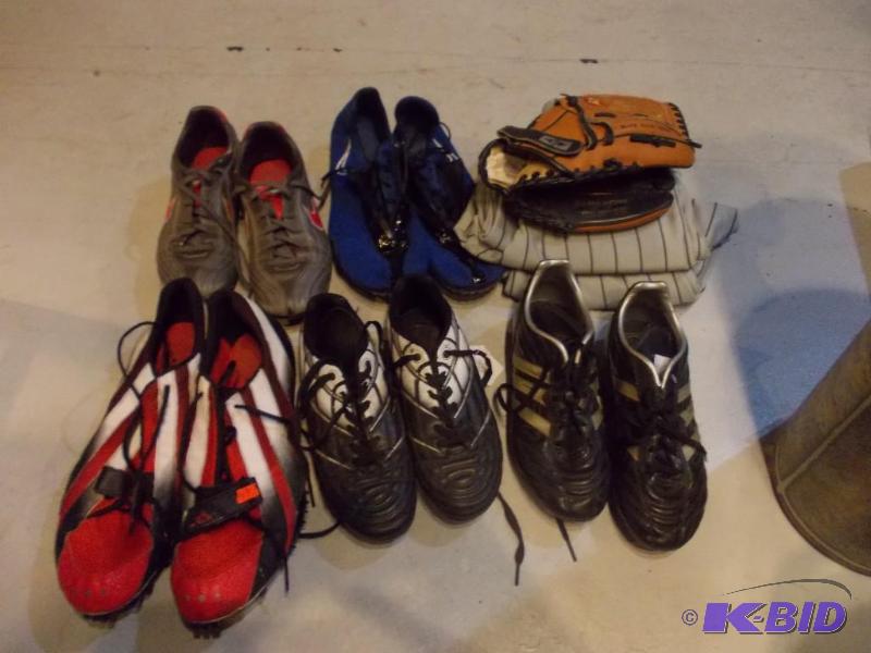 Lot Of Assorted Baseball Gloves, Shoes &amp ...