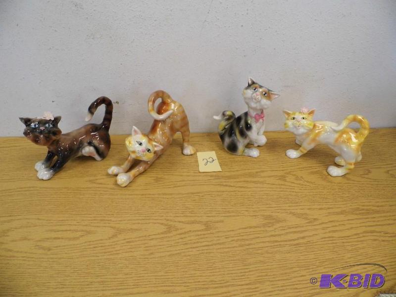4 Ceramic Cat Figures