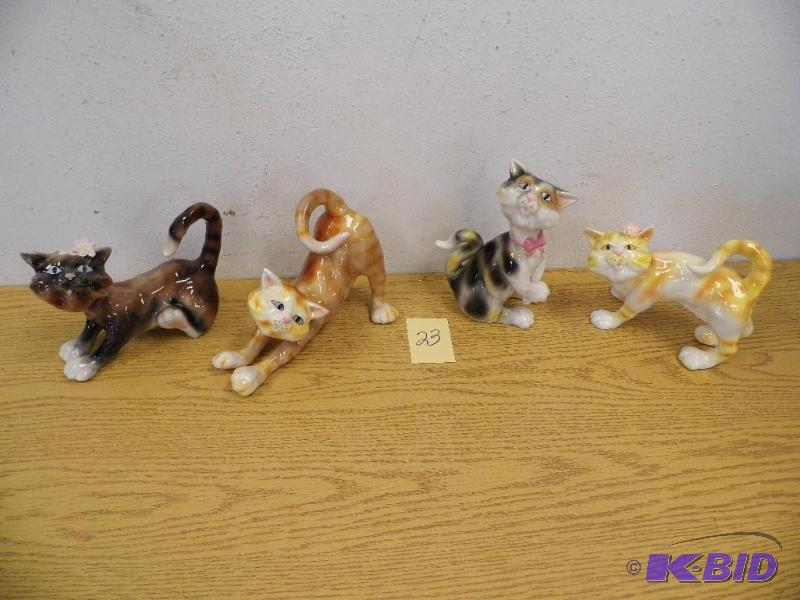 4 Ceramic Cat Figures