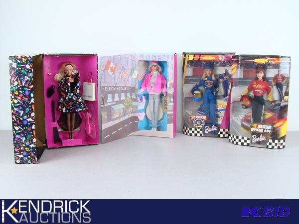 4 New in Box Bloomingdales, and NASCAR Barbies