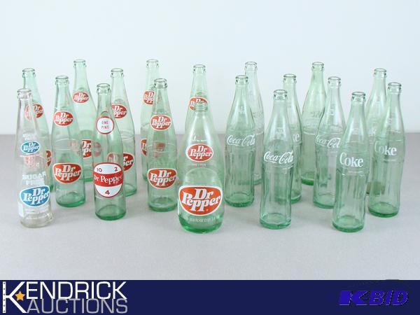 19 Vintage Glass Coca Cola, and Dr. Pepper Bottles