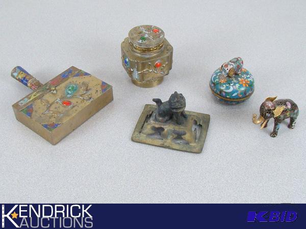Lot of Vintage Brass and Cloisonne Asian Themed Items