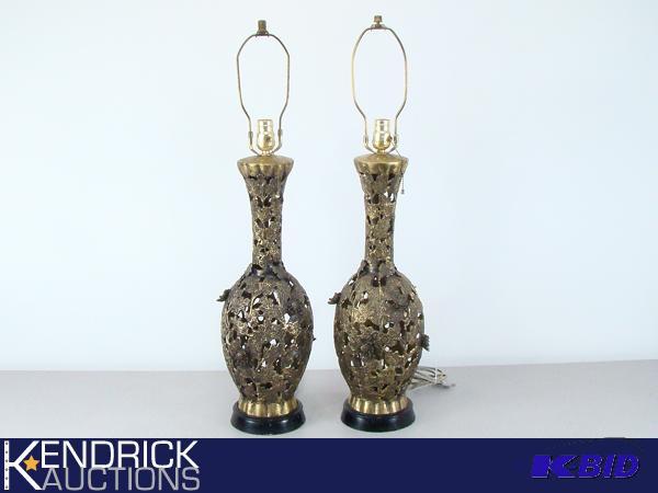 2 Vintage Solid Brass Ornate Working Lamps
