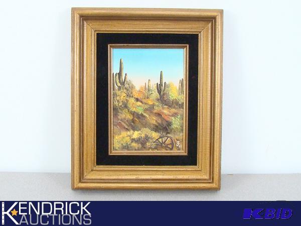 Framed Oil Painting Desert Spring Signed J. Leonard