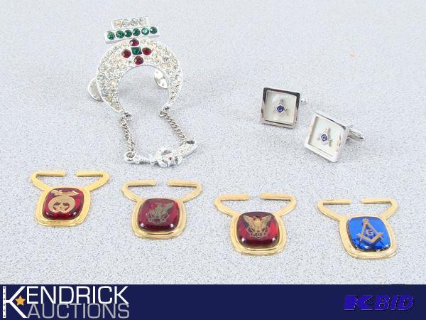 Lot of Masonic, KOC, and Shriners Pins, and Cufflinks