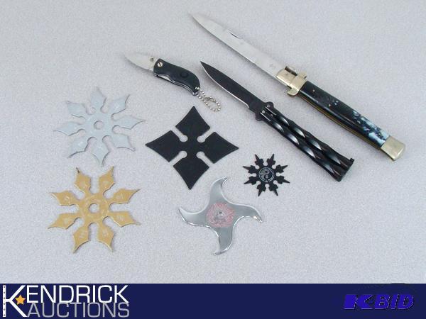 5 Metal Ninja Stars, an 3 Knives