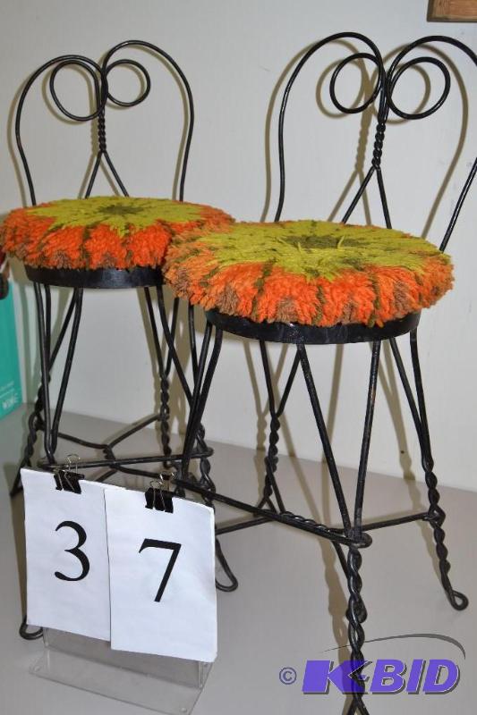 lot 37 image: Pair of Ice Cream parlor chairs