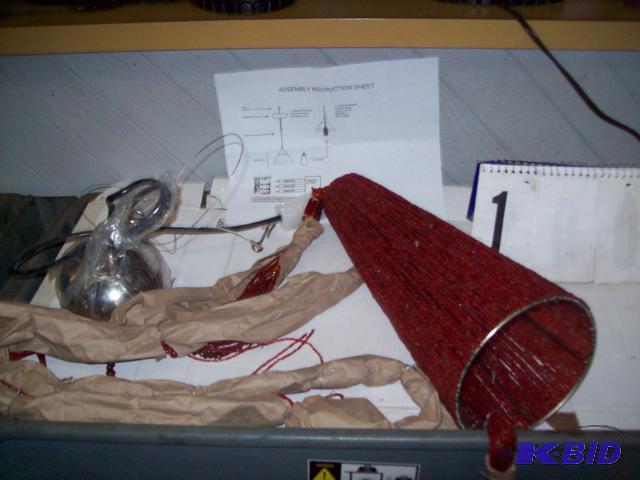 Red Beaded Pendant Lamp, In Box...