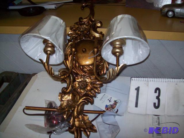 Bronze 2 Lamp Wall Sconce, With Shades...