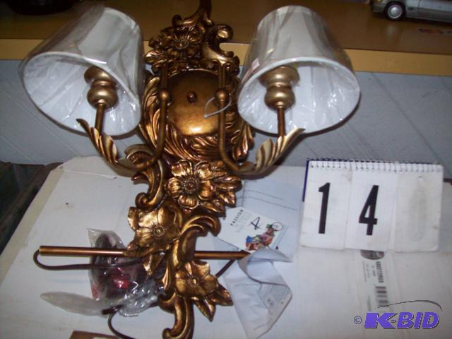 Bronze 2 Lamp Wall Sconce, With Shades...