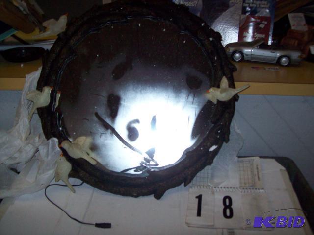 Lighted Bird Mirror, Has Small Crack in glass...