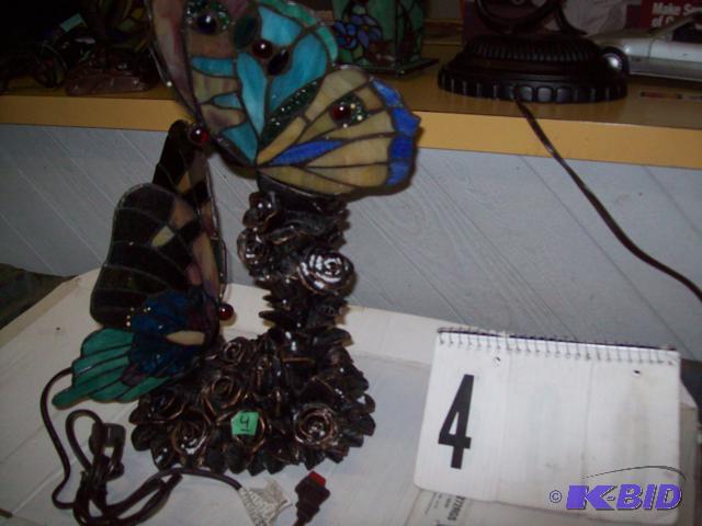 Double Stained Glass Butterfly Lamp...
