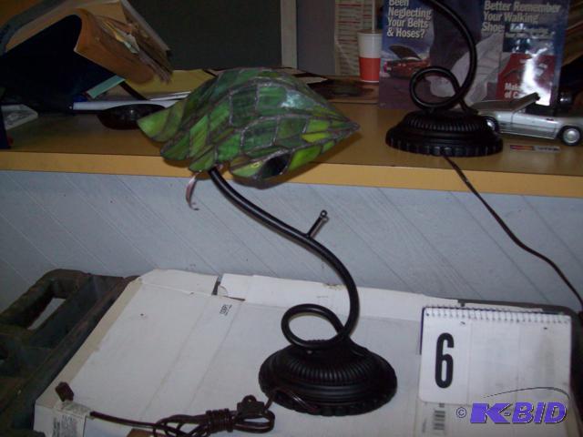 Espresso Accent Lamp, Green Glass Shade...