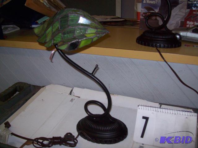 Espresso Accent Lamp, Green Glass Shade...