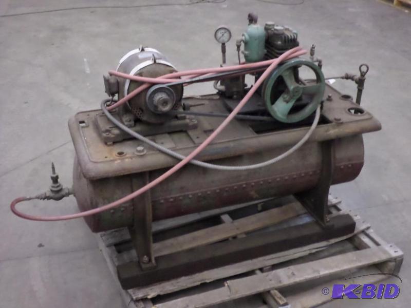 Vintage Industrial Cast Iron Air Compressor, ...