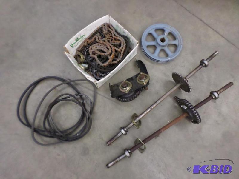 Box Of Misc Chains, Sprockets, Belts, Etc...