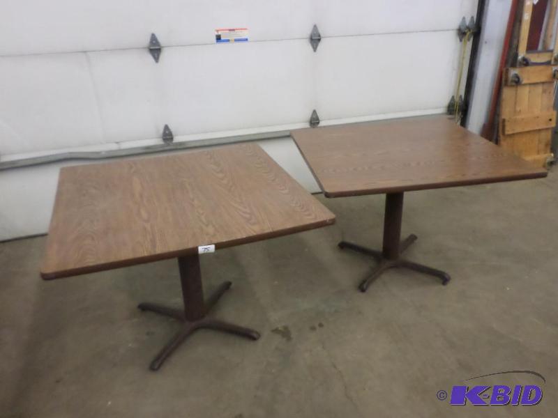 (2) Steel-Framed Wood Top Tables...