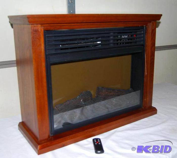 Rolling Infrared Fireplace With Mantel, adjus...