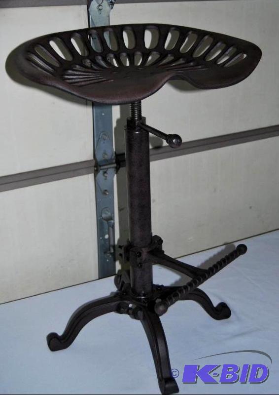 Farmhouse Tractor Adjustable Stool, powder co...