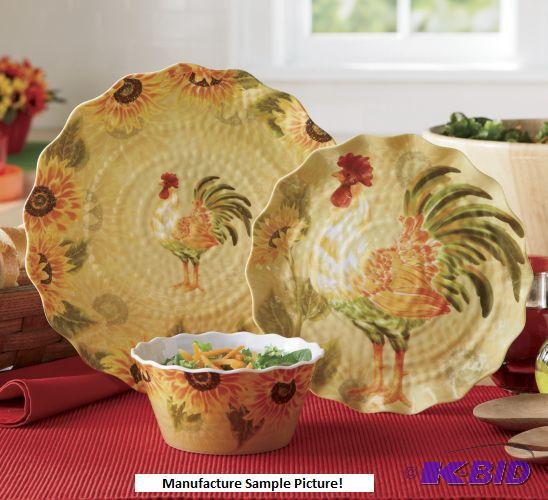 lot 160 image: Sunflower and Rooster Dinnerware Set -&nbspR...