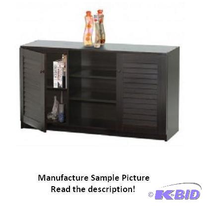 lot 165 image: Dark Oak Finish Wooden Credenza - Has two lou...