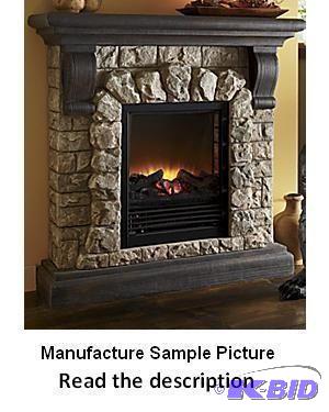 lot 28 image: Electric Faux Stone Fireplace - Decorative de...