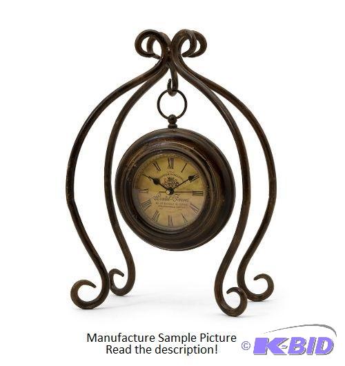 lot 34 image: Iron Hanging Clock with Stand  - Approximatel...