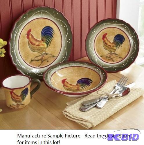 lot 35 image: Rooster Dinnerware - 19 Pieces -&nbspGlazed ...