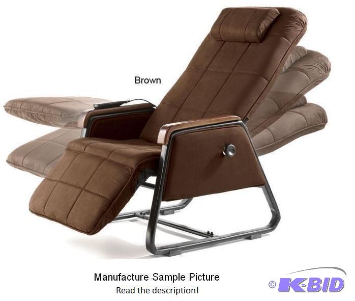 lot 57 image: Brown Microfiber Zero Gravity Massage Chair w...