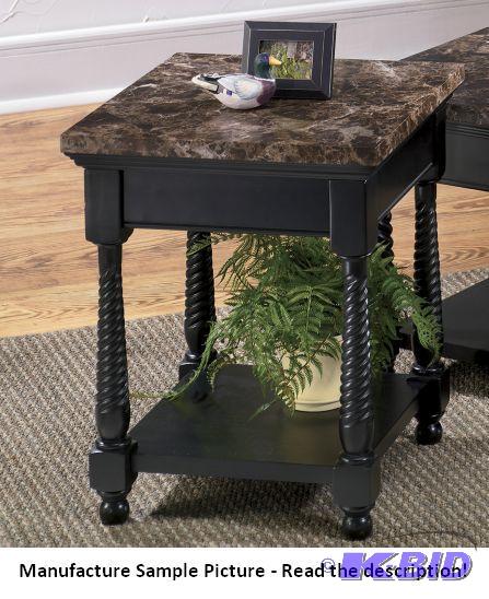 lot 93 image: Black Faux Marble End Table -&nbspShapely de...