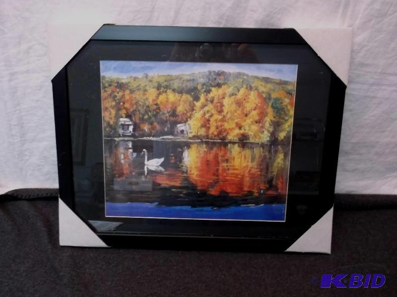 lot 107 image: Beautiful framed scenery print measuring 19 5...