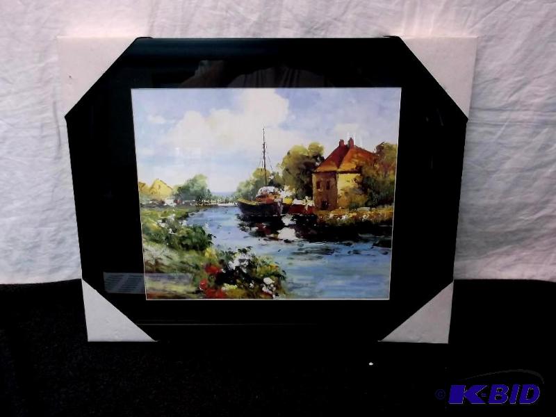 lot 110 image: Beautiful framed scenery print measuring 19 5...