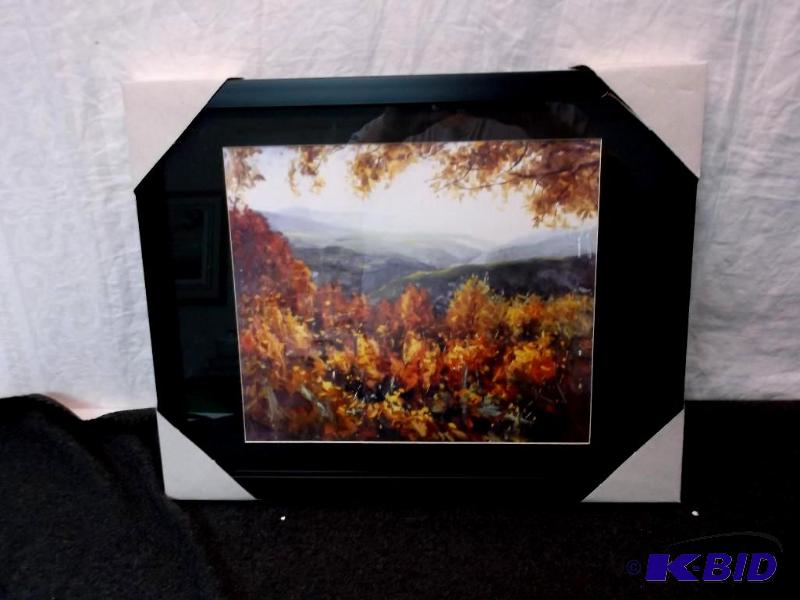 lot 112 image: Beautiful framed scenery print measuring 19 5...