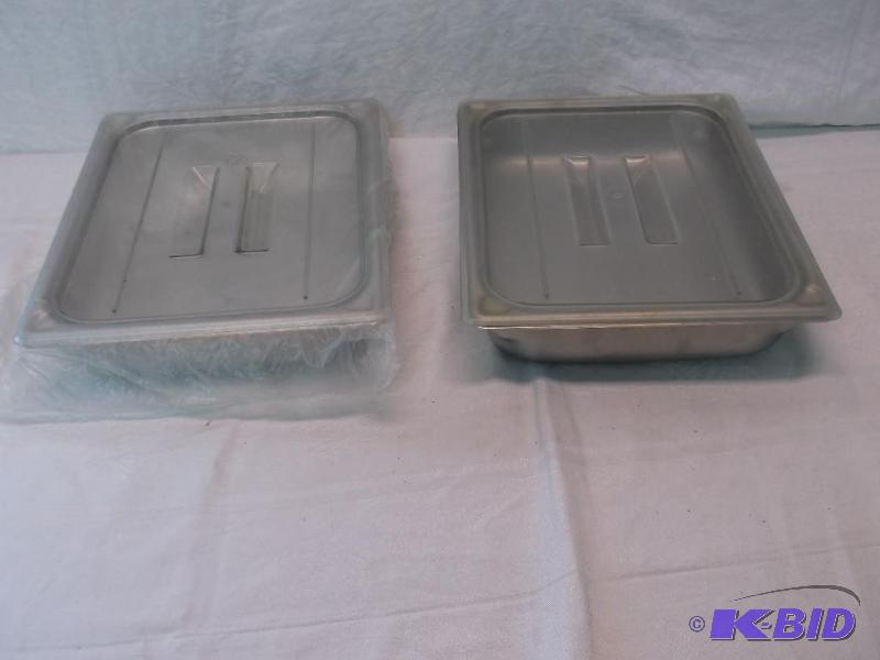 lot 117 image: Lot with 2 NSF stainless steel pans with lids...