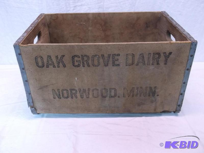 lot 14 image: Vintage Oak Grove Dairy Norwood, MN wood crat...